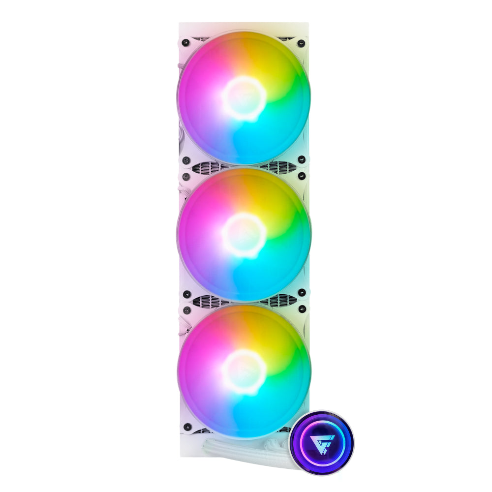 LQG700 WH ENFRIAMIENTO LÍQUIDO GAME FACTOR LQG700 - 360mm, RGB, 3 fan 120mm, BLANCO LQG700 WH ENFRIAMIENTO LÍQUIDO GAME FACTOR LQG700 - 360mm, RGB, 3 fan 120mm, BLANCO